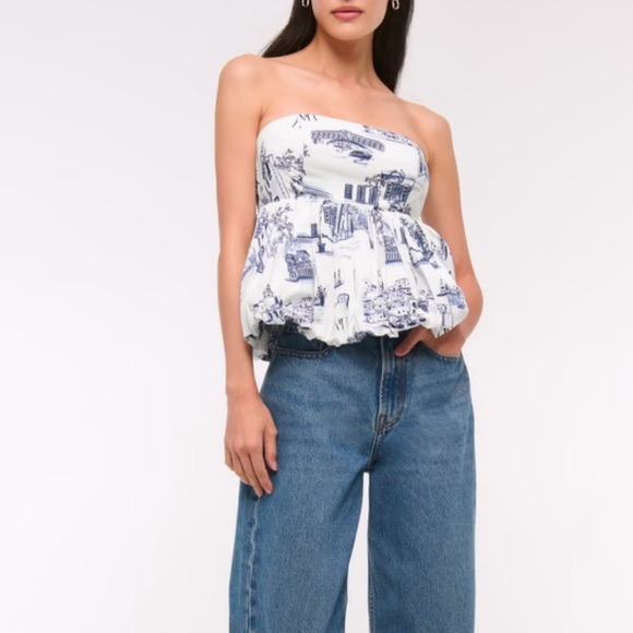 A&F Strapless Bubble Hem Top XS - Picture 2 of 5